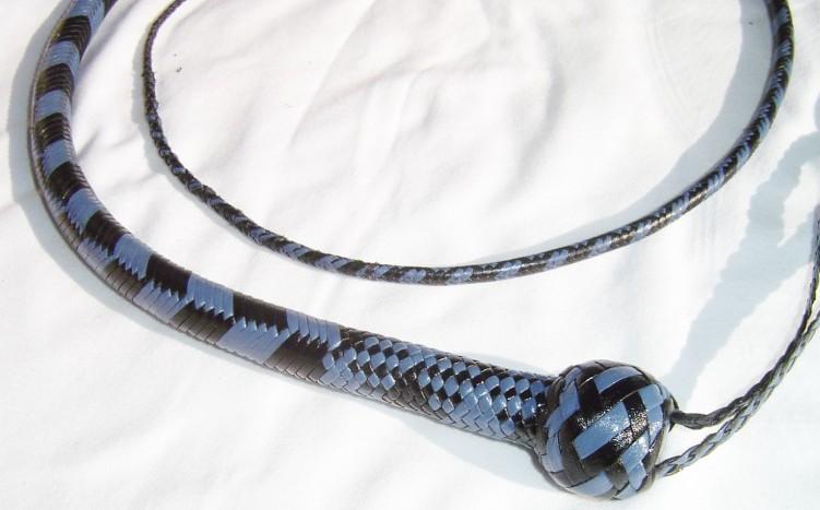4ft Blue and Black 20 plait Signal with Box Pattern Knot D.jpg